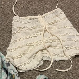 White Textured Crop Top